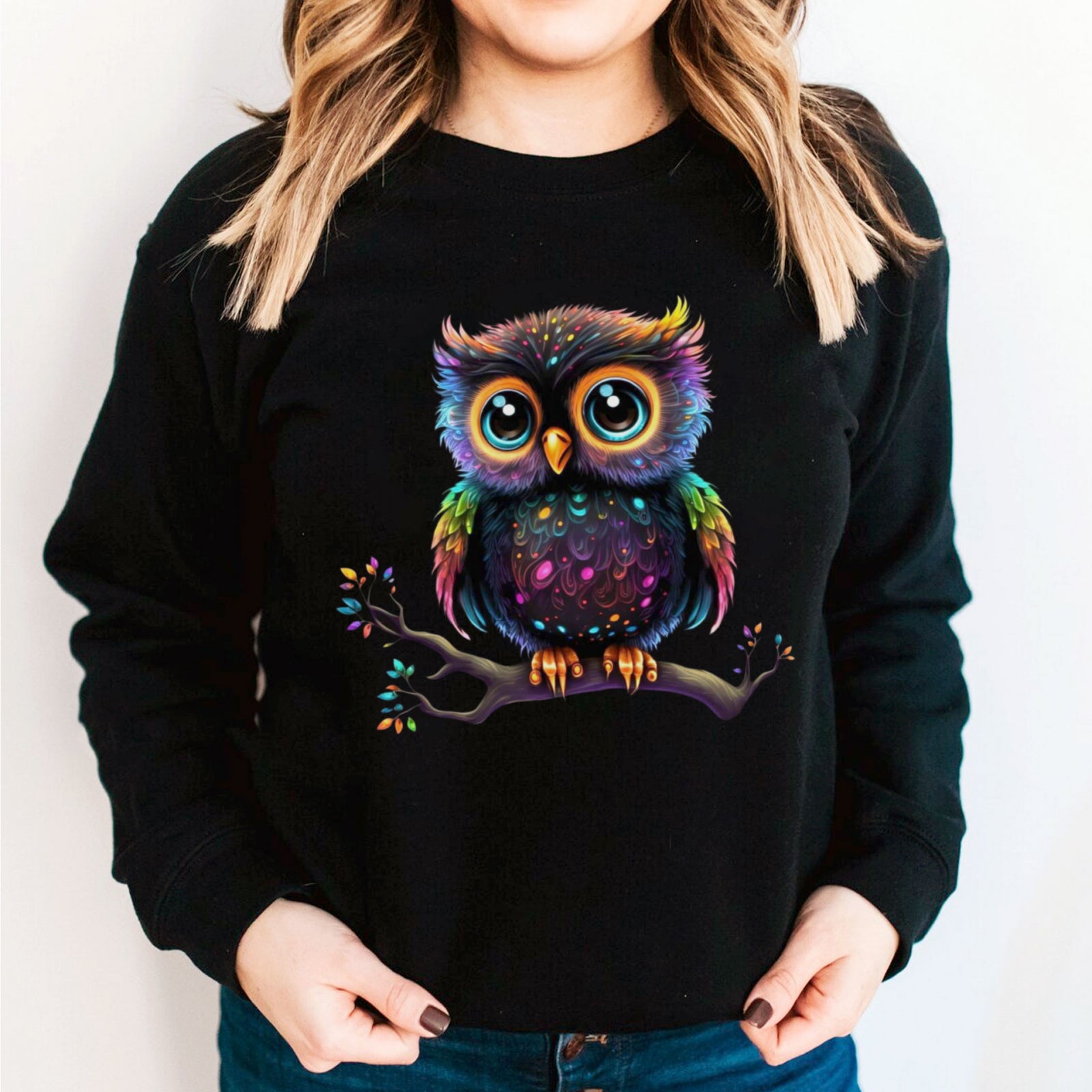 Hanorac fără glugă Glowing Owl
