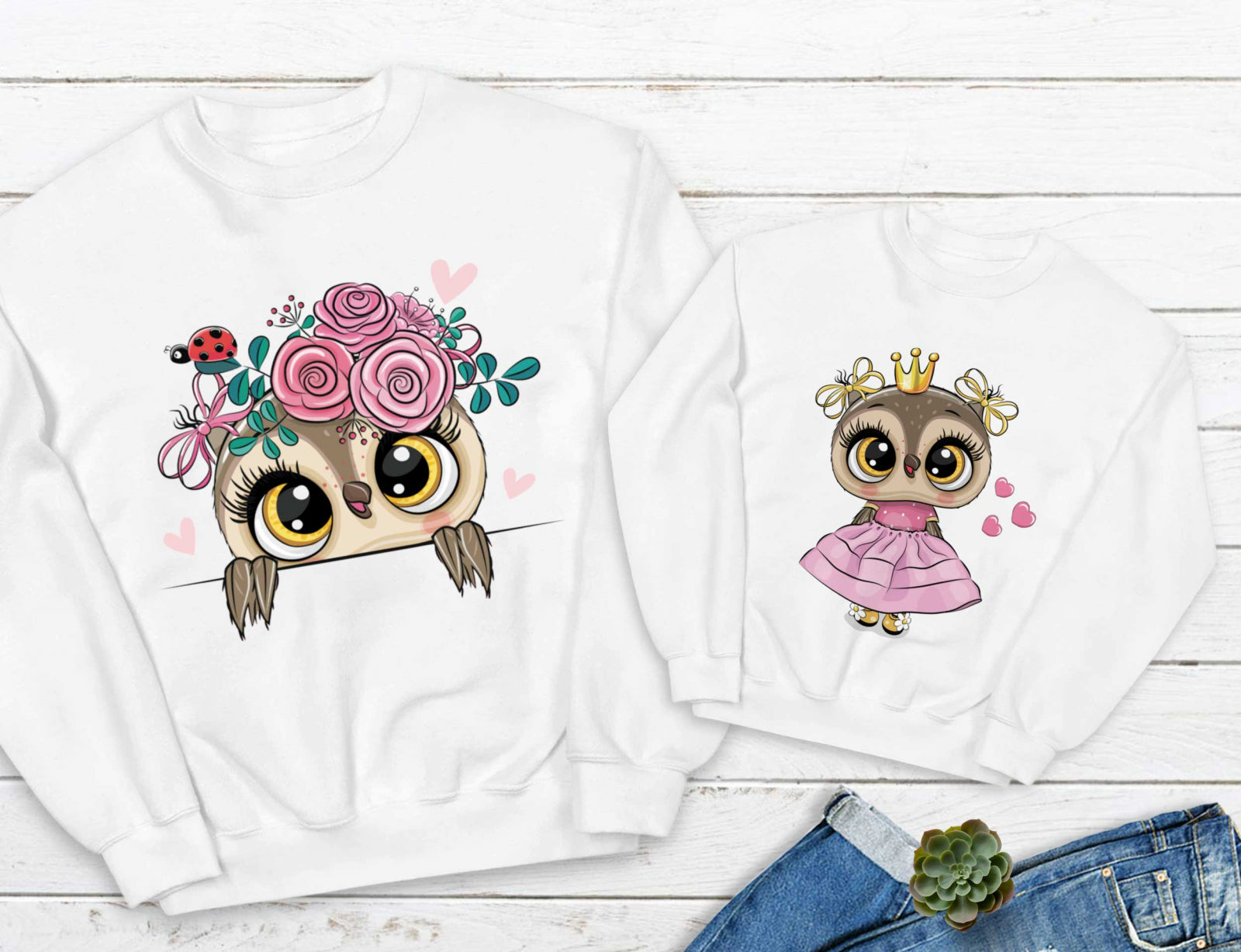 Блузи Мама и дете Pink Owls