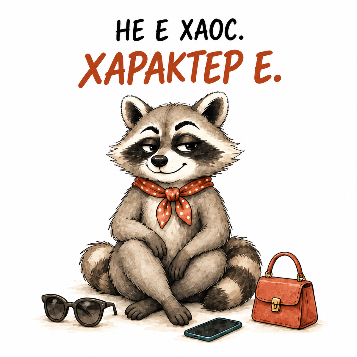 Тениска Енот – Характер е – дизайн на щампата