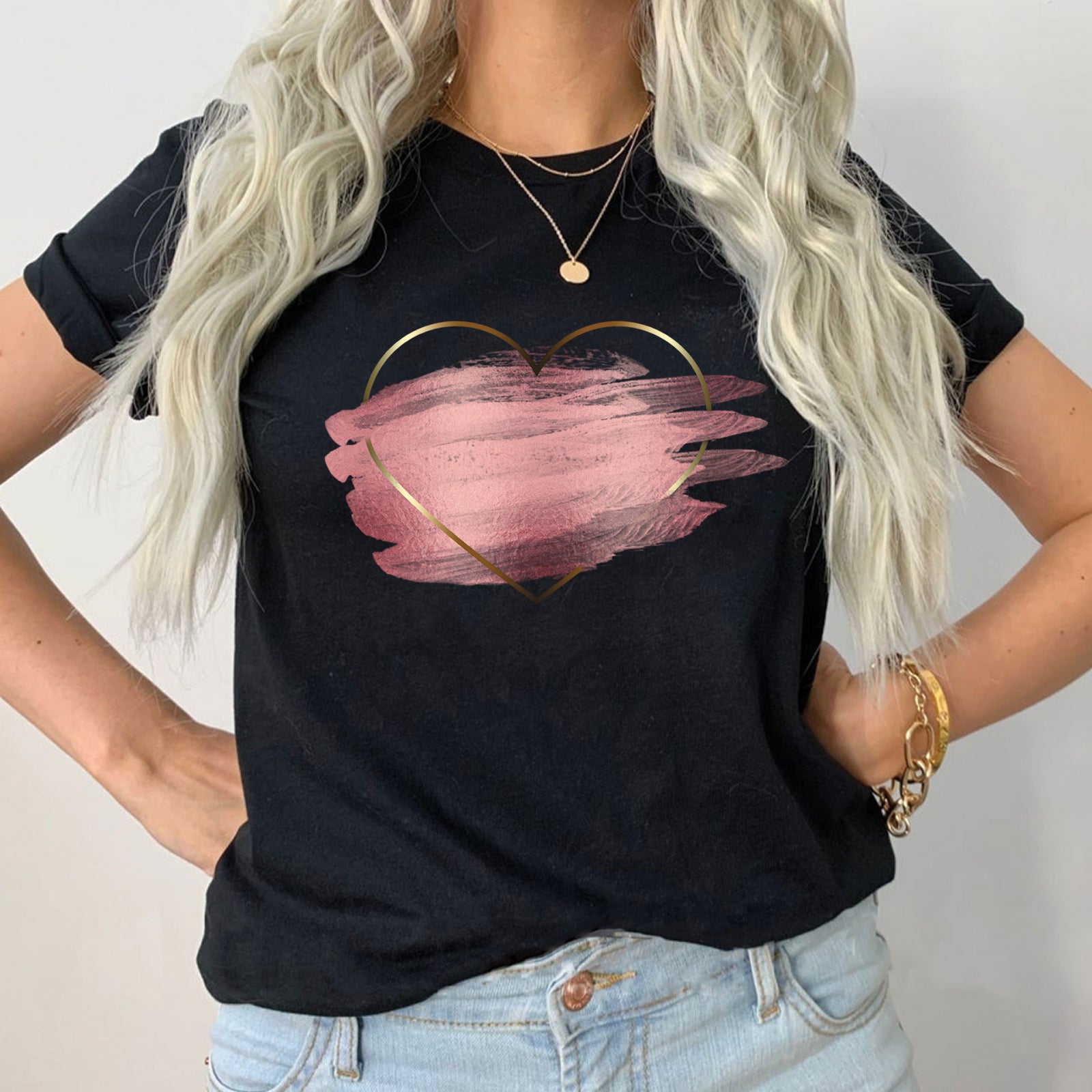Тениска черна Chic Heart