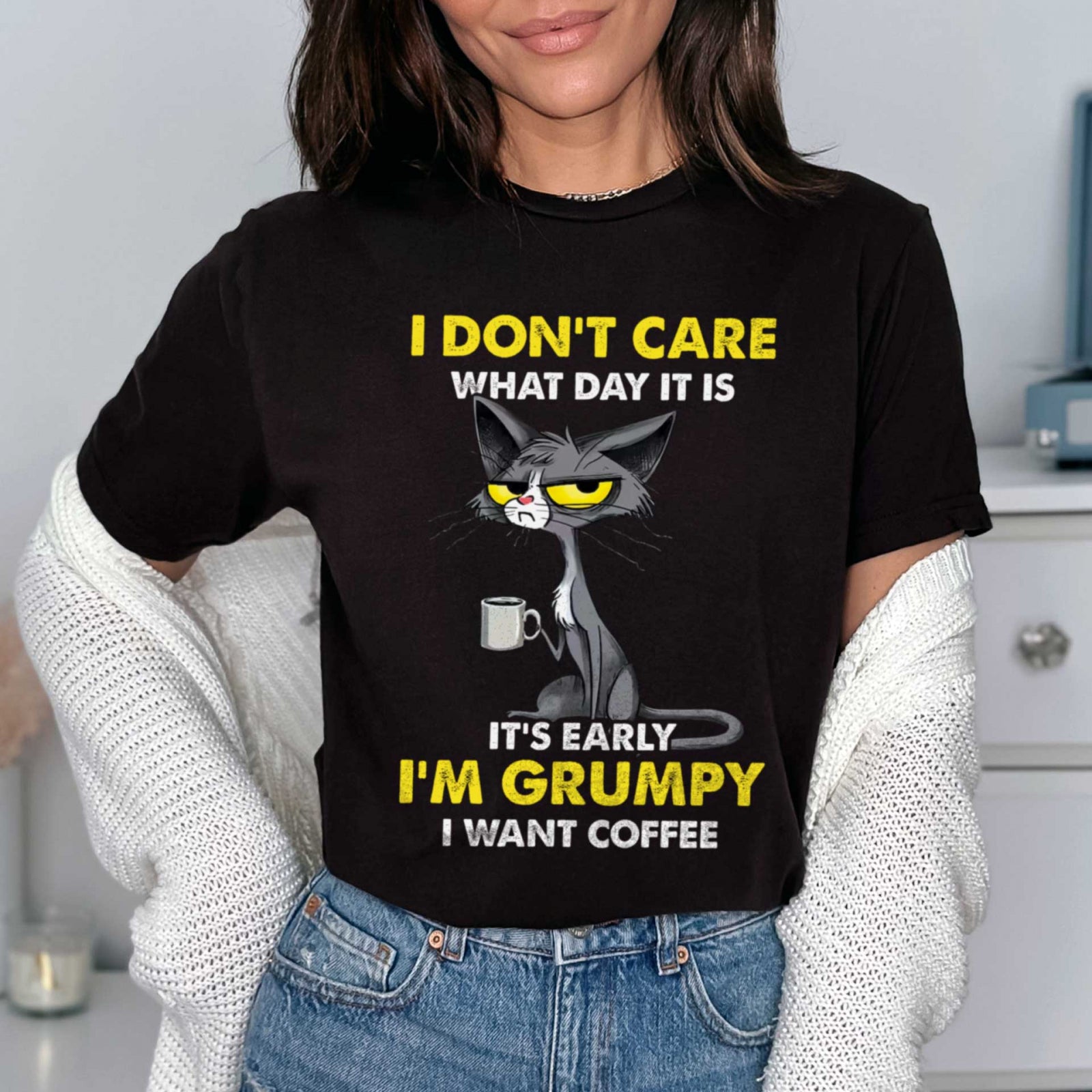 Тениска черна Early Cat