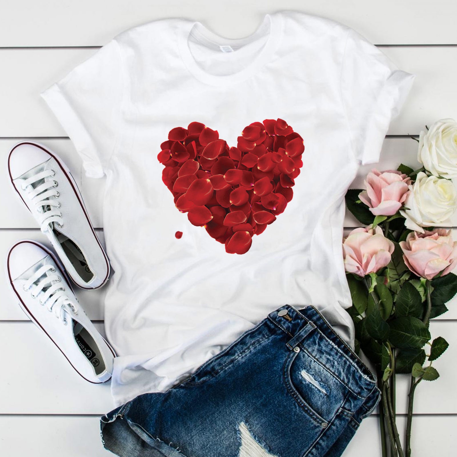 Тениска Red Rose Heart