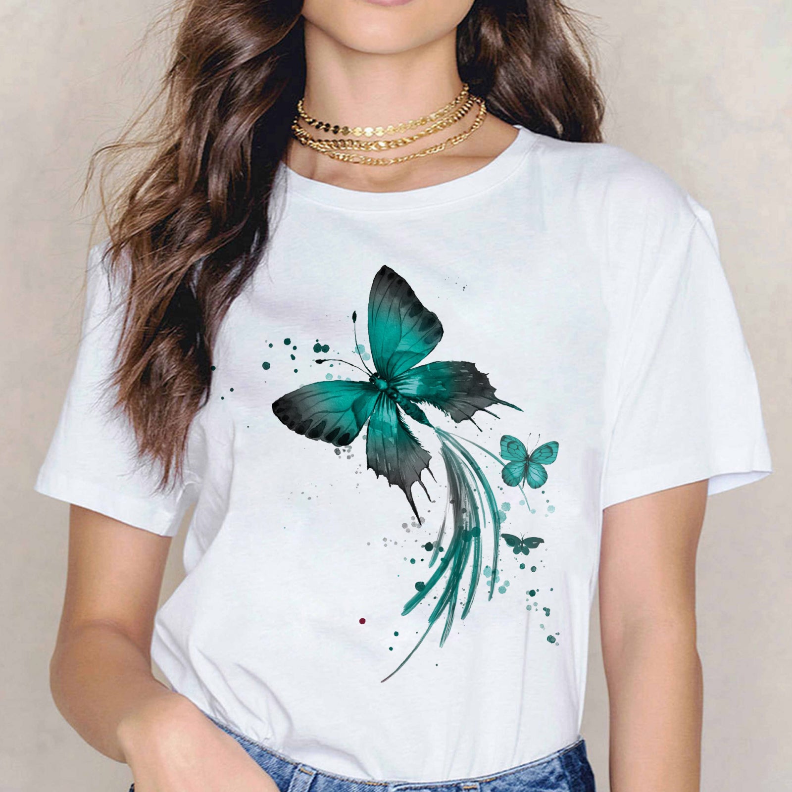 Тениска Green Butterflies