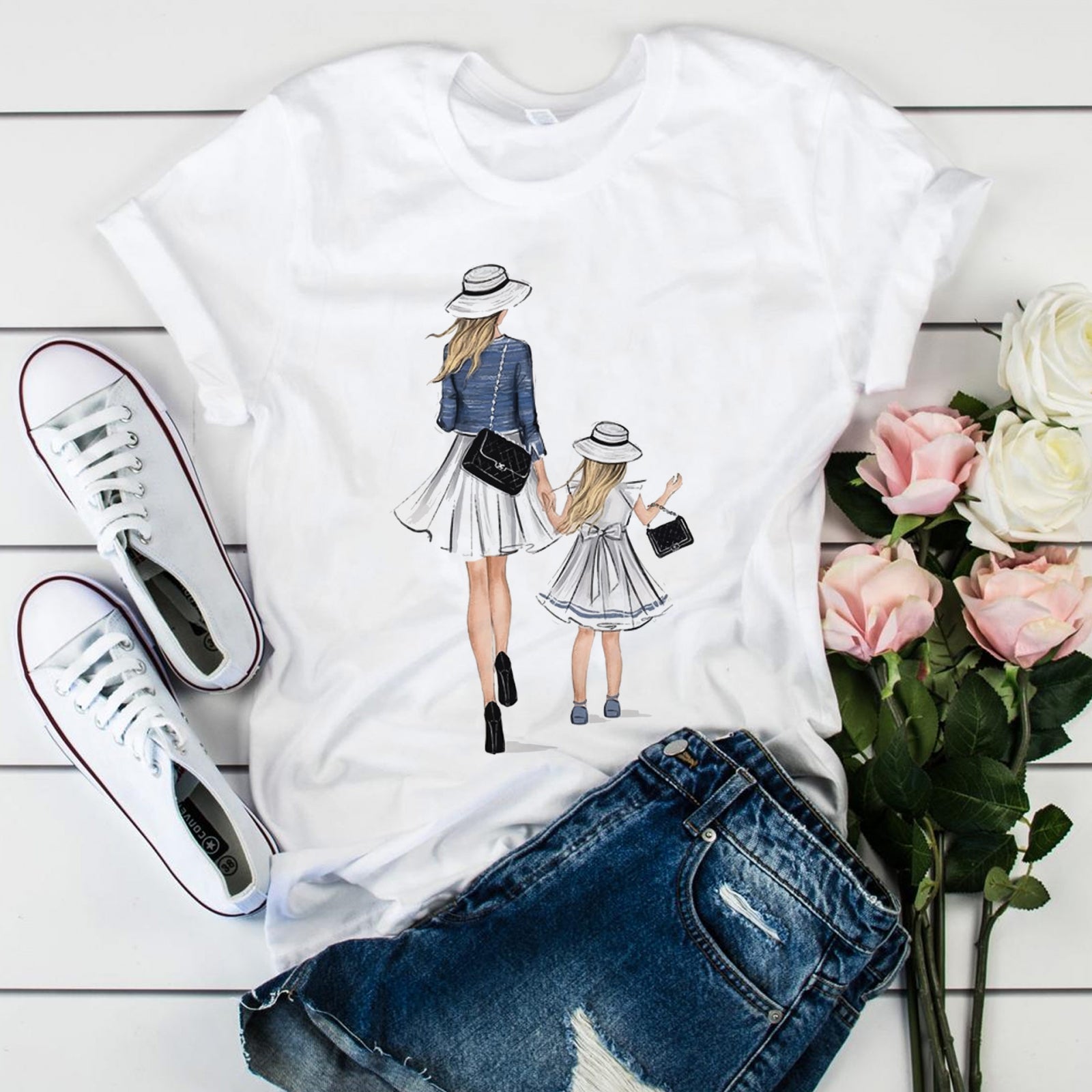 Тениска Mom and girl