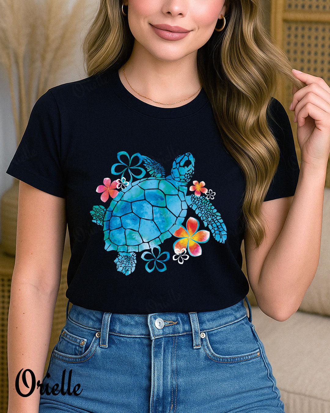 Тениска черна Aloha Turtle