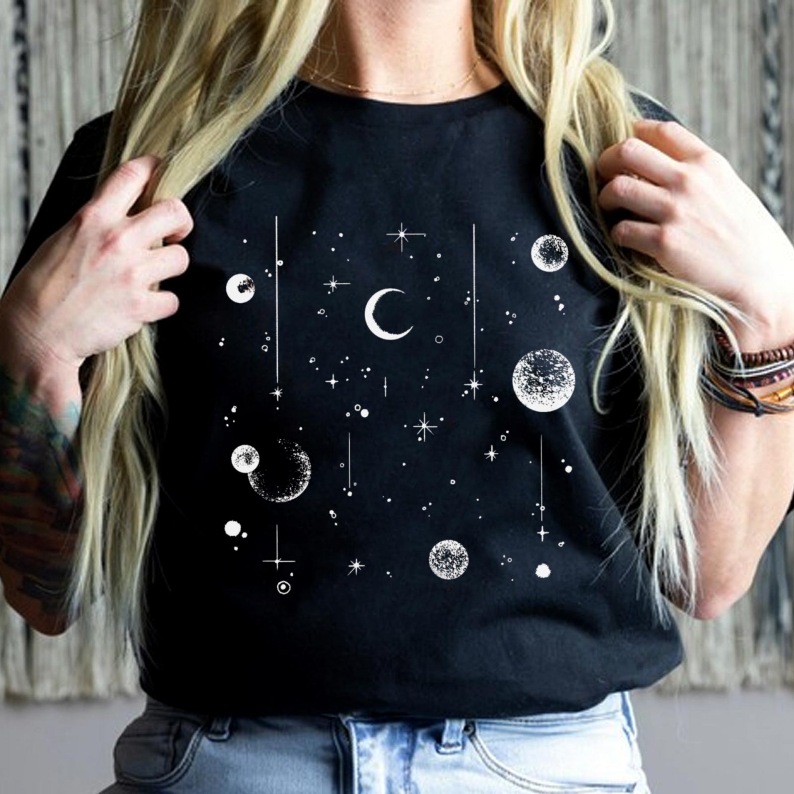 Тениска черна Floating Stars