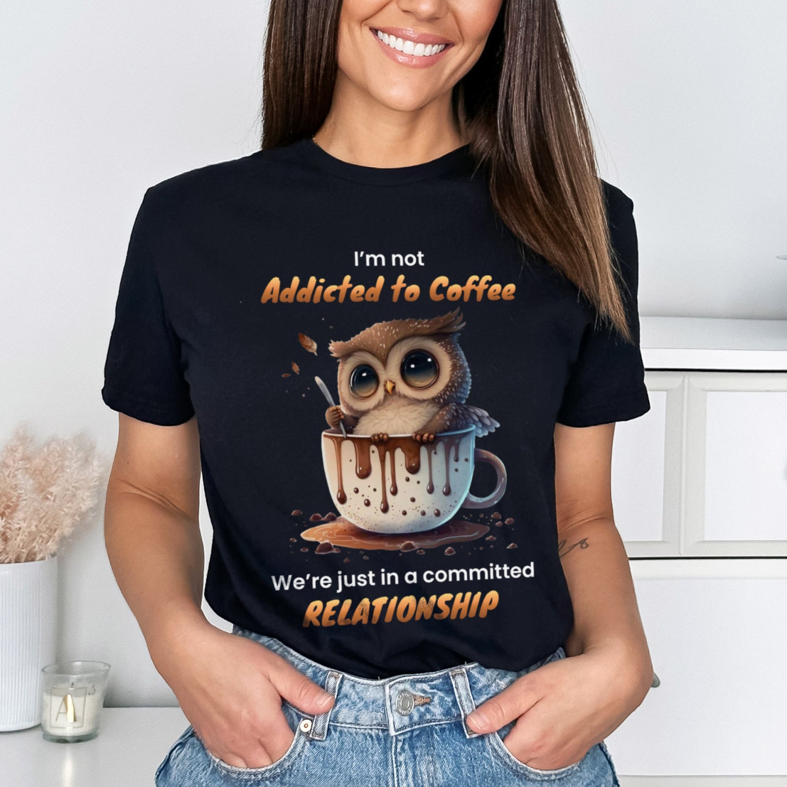 Тениска черна Coffee Addict