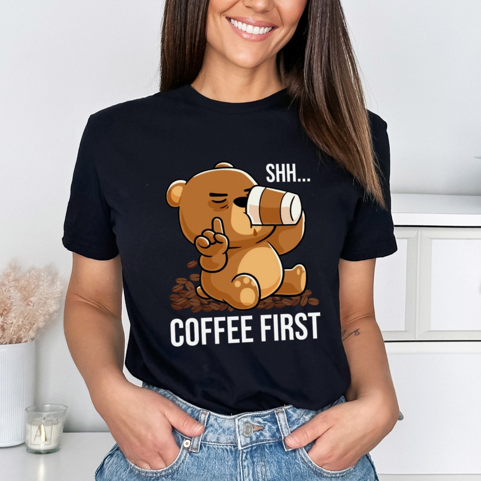 Тениска черна Coffee Bear
