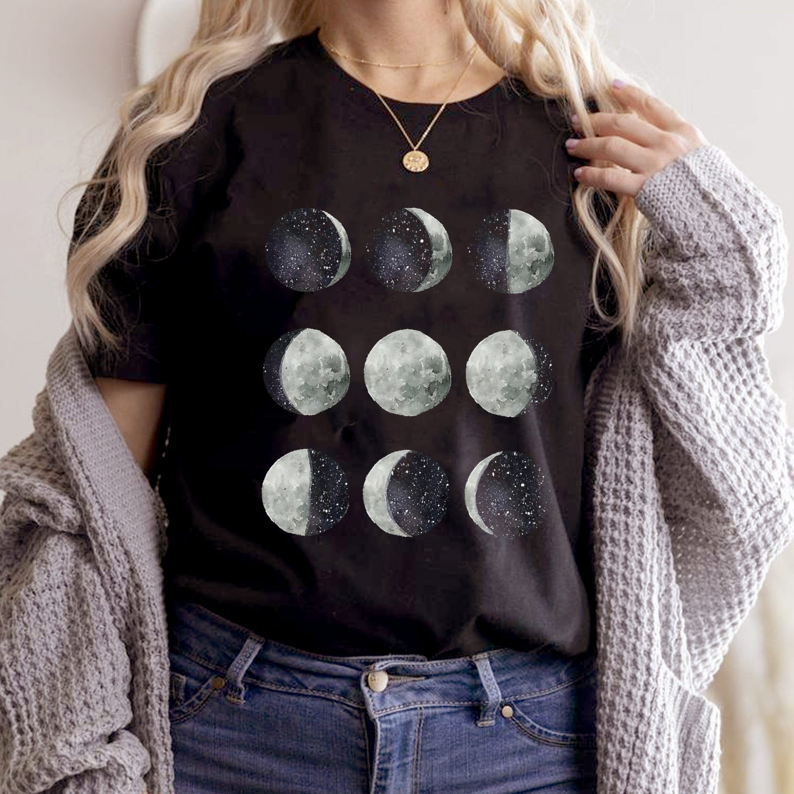 Тениска черна Moon Mooments