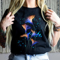 Тениска черна Glowing Flower