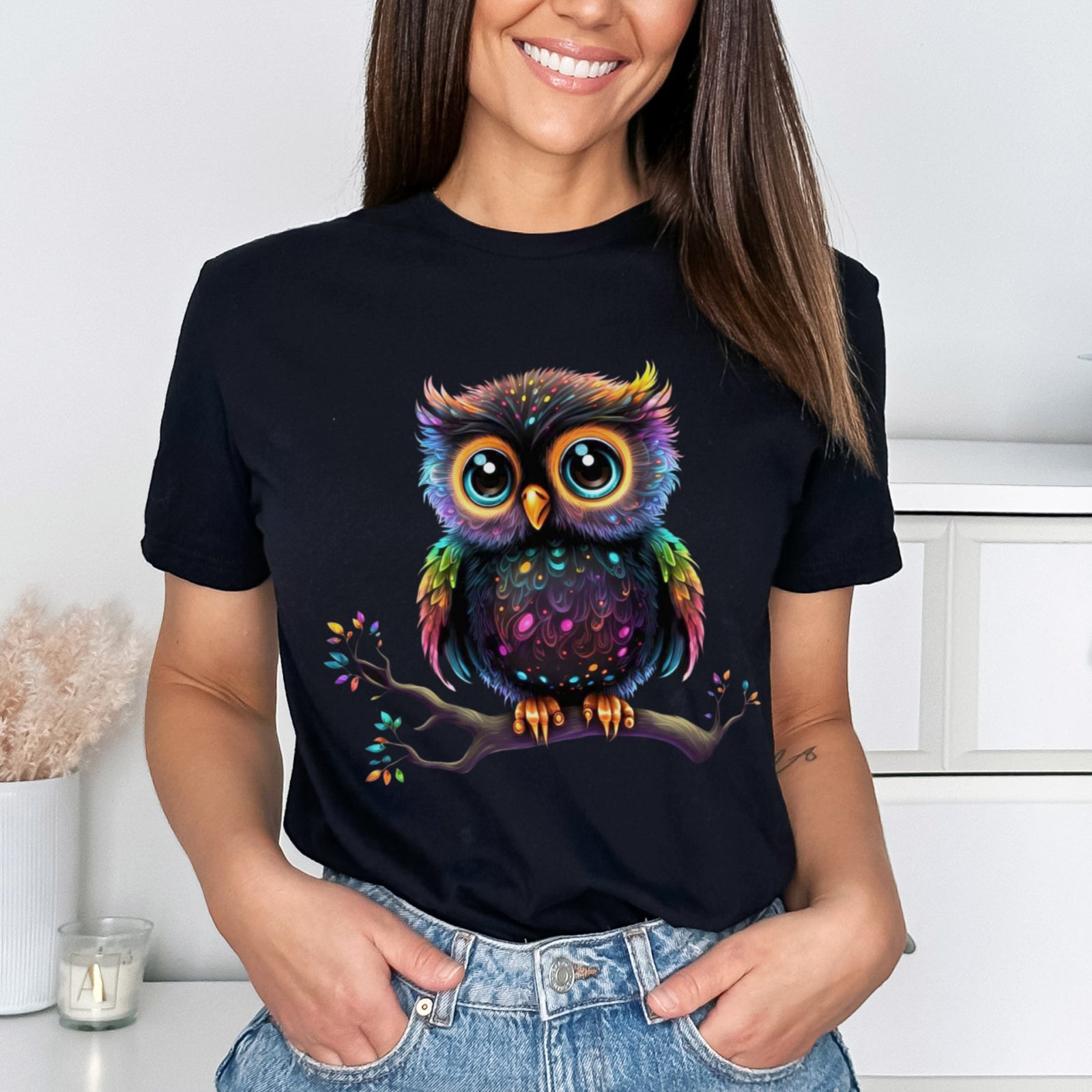 Тениска черна Glowing Owl