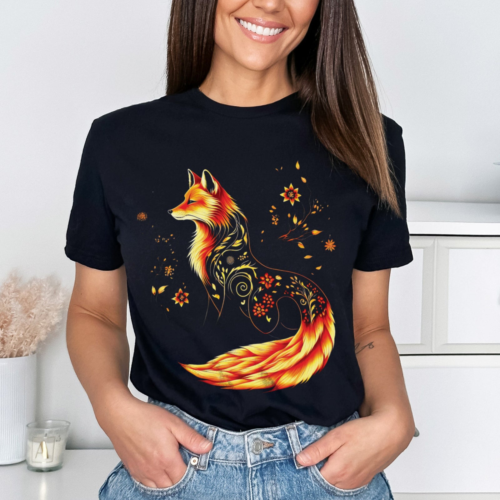 Тениска черна Majestic Fox