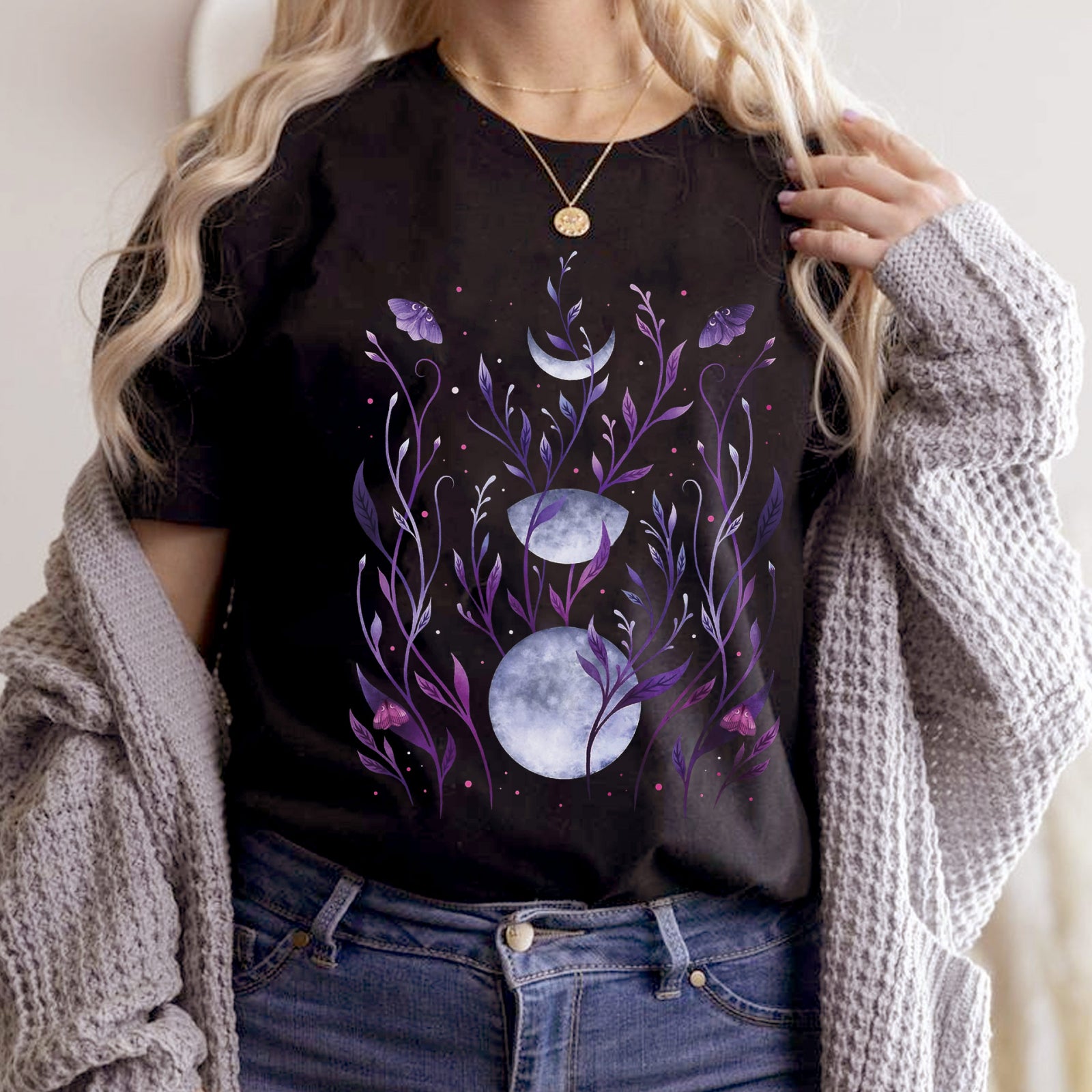 Тениска черна Moon and Nature