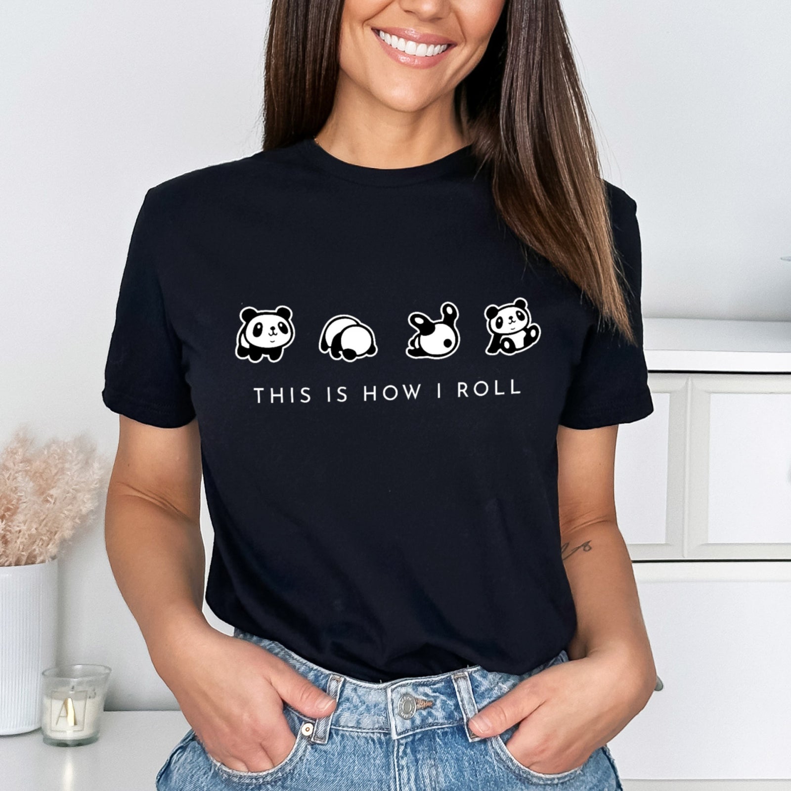 Тениска черна Panda Roll