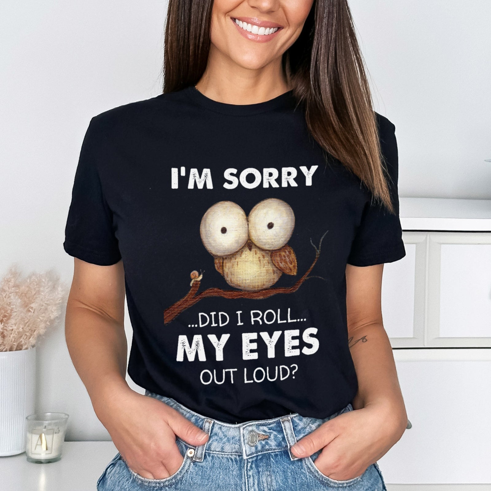 Тениска черна Roll My Eyes