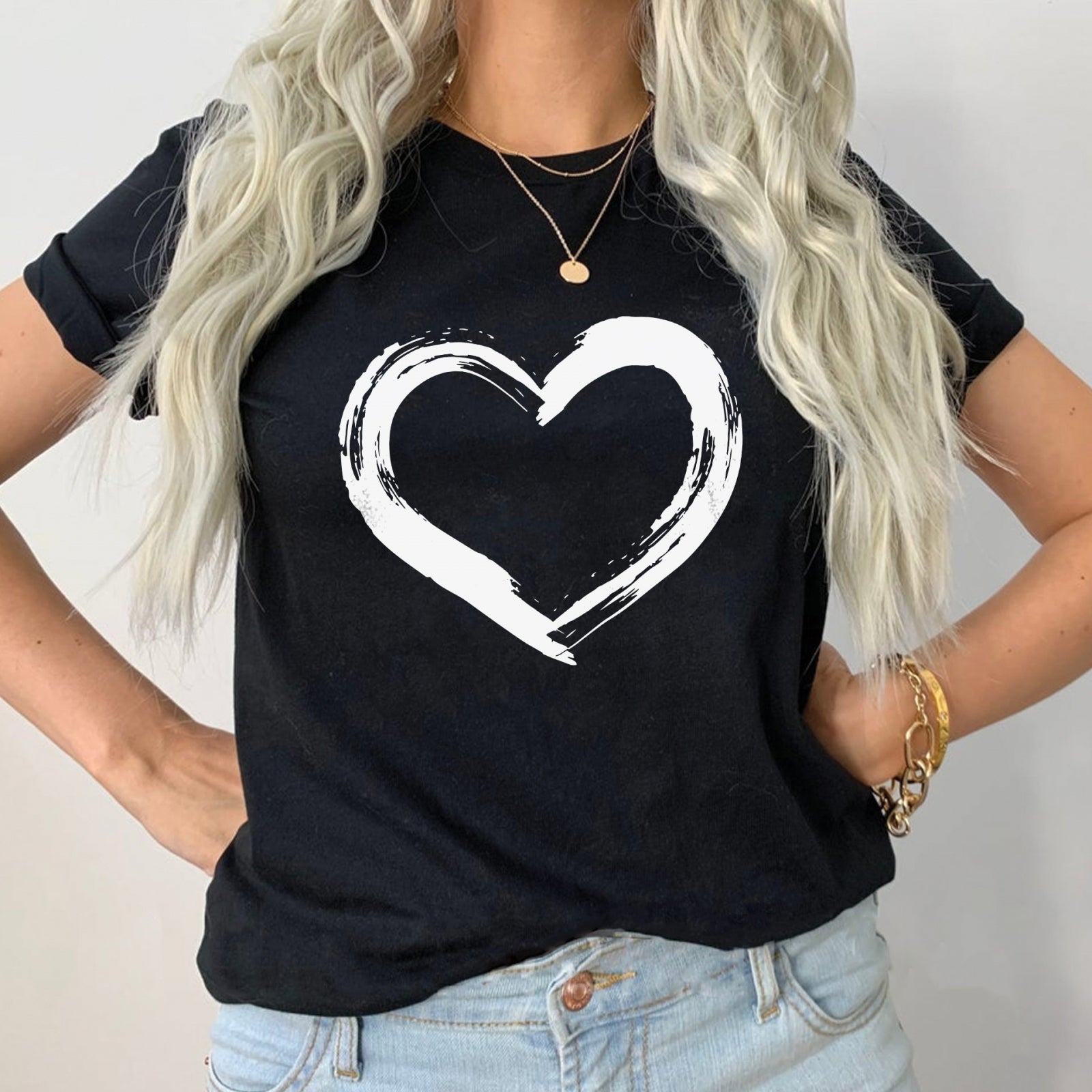 Тениска черна Big Heart