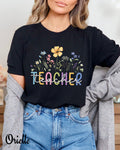 Тениска черна Relaxed Fit Teacher Bloom