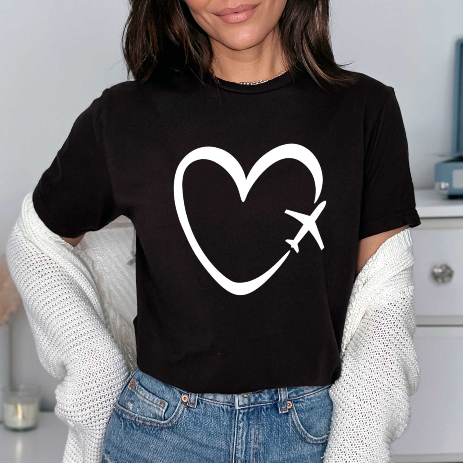 Тениска черна Airplane Heart