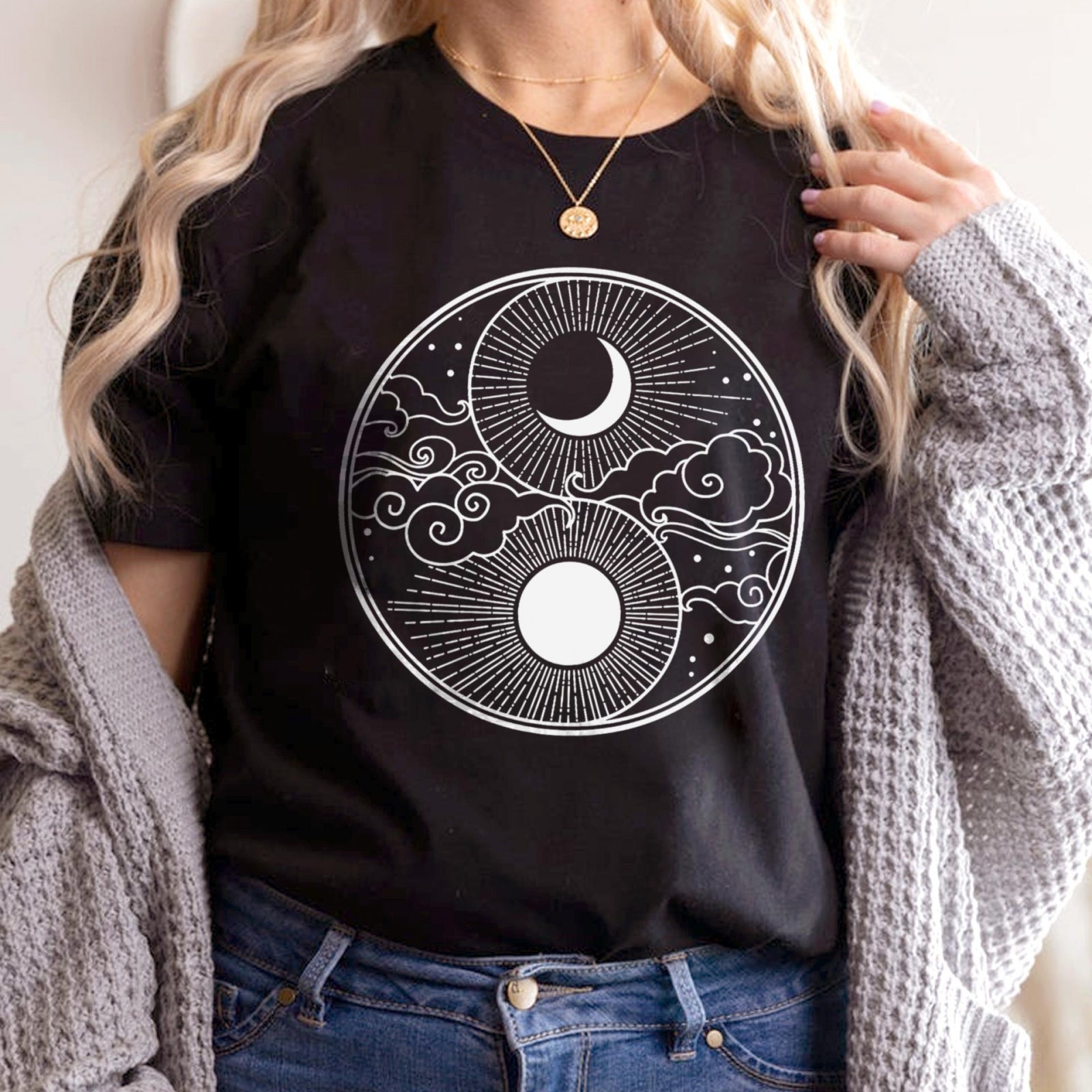 Тениска черна Yin Yang