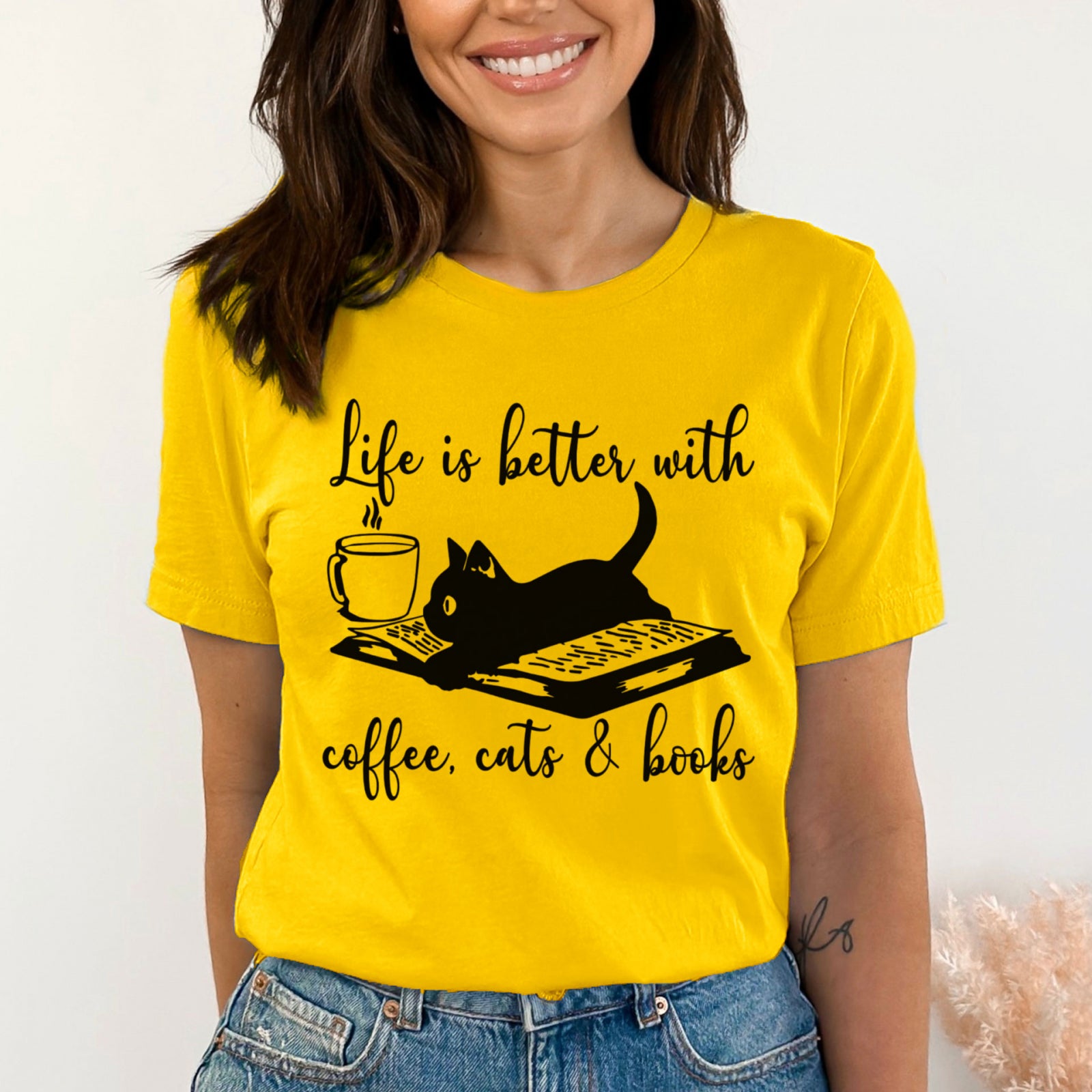 Тениска Relaxed Fit Coffee Cats Books