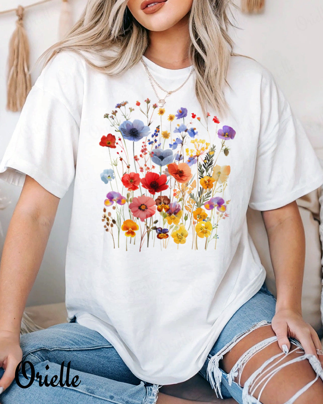 Овърсайз тениска Pansy Field