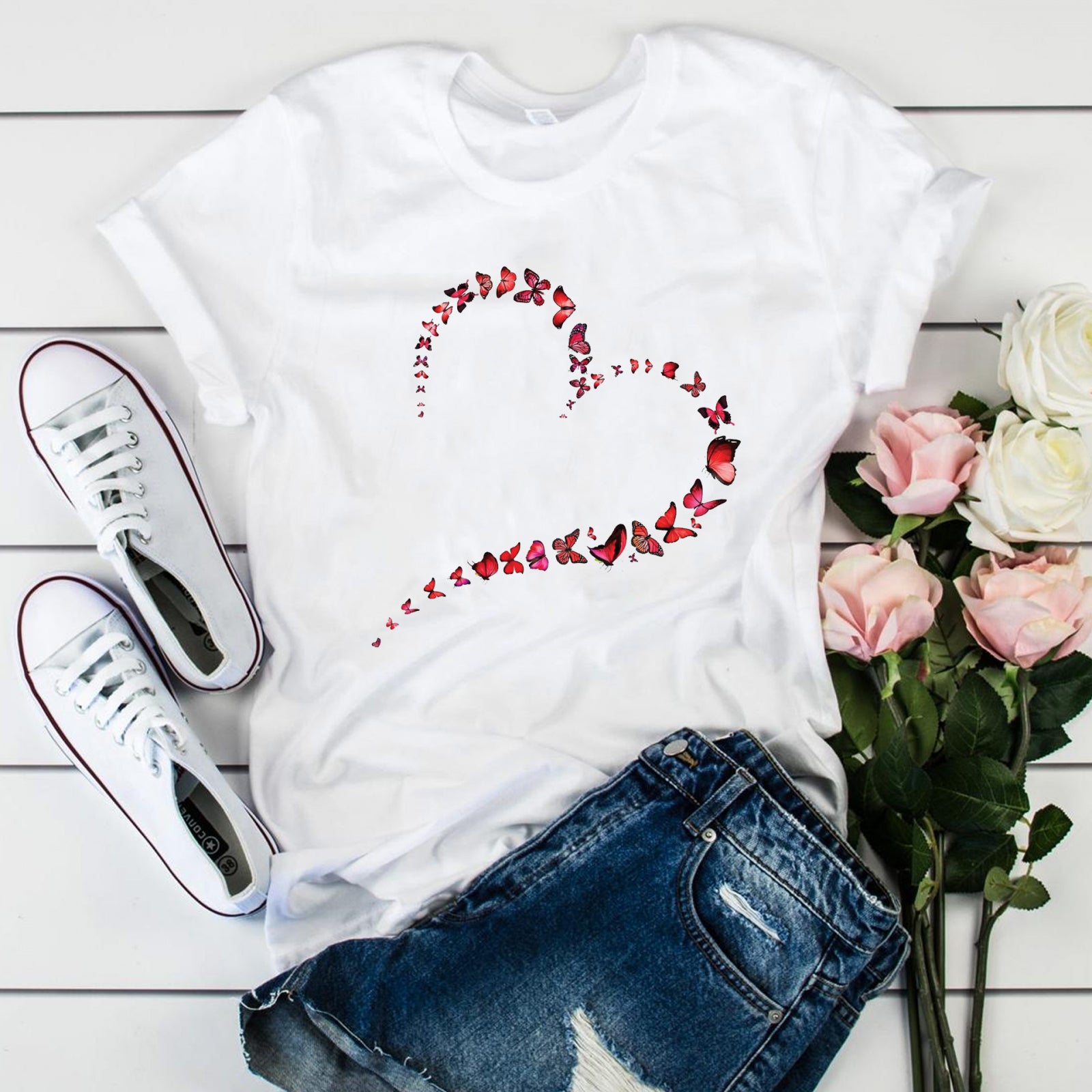 Тениска Butterfly Chain Heart
