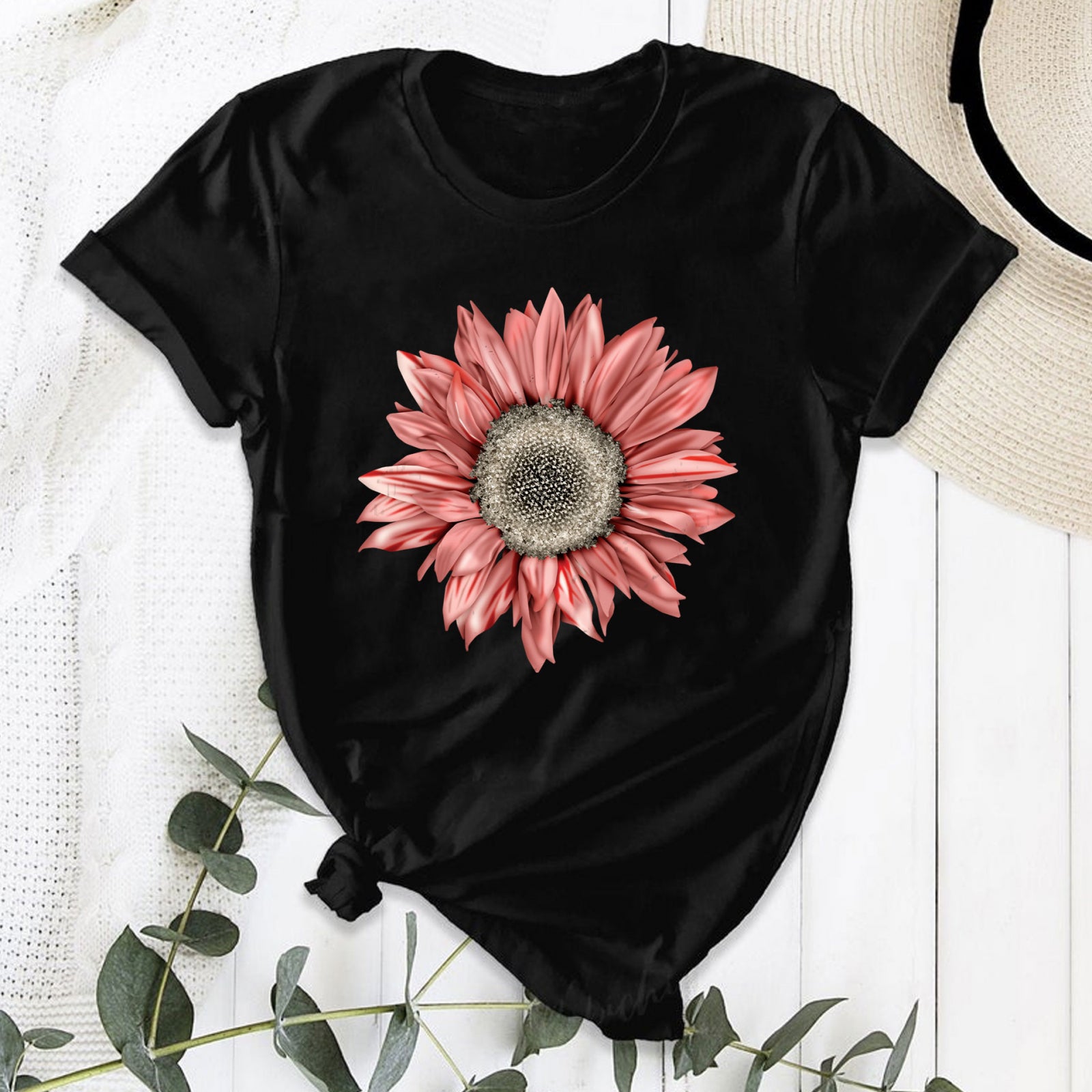 Тениска черна Big Flower