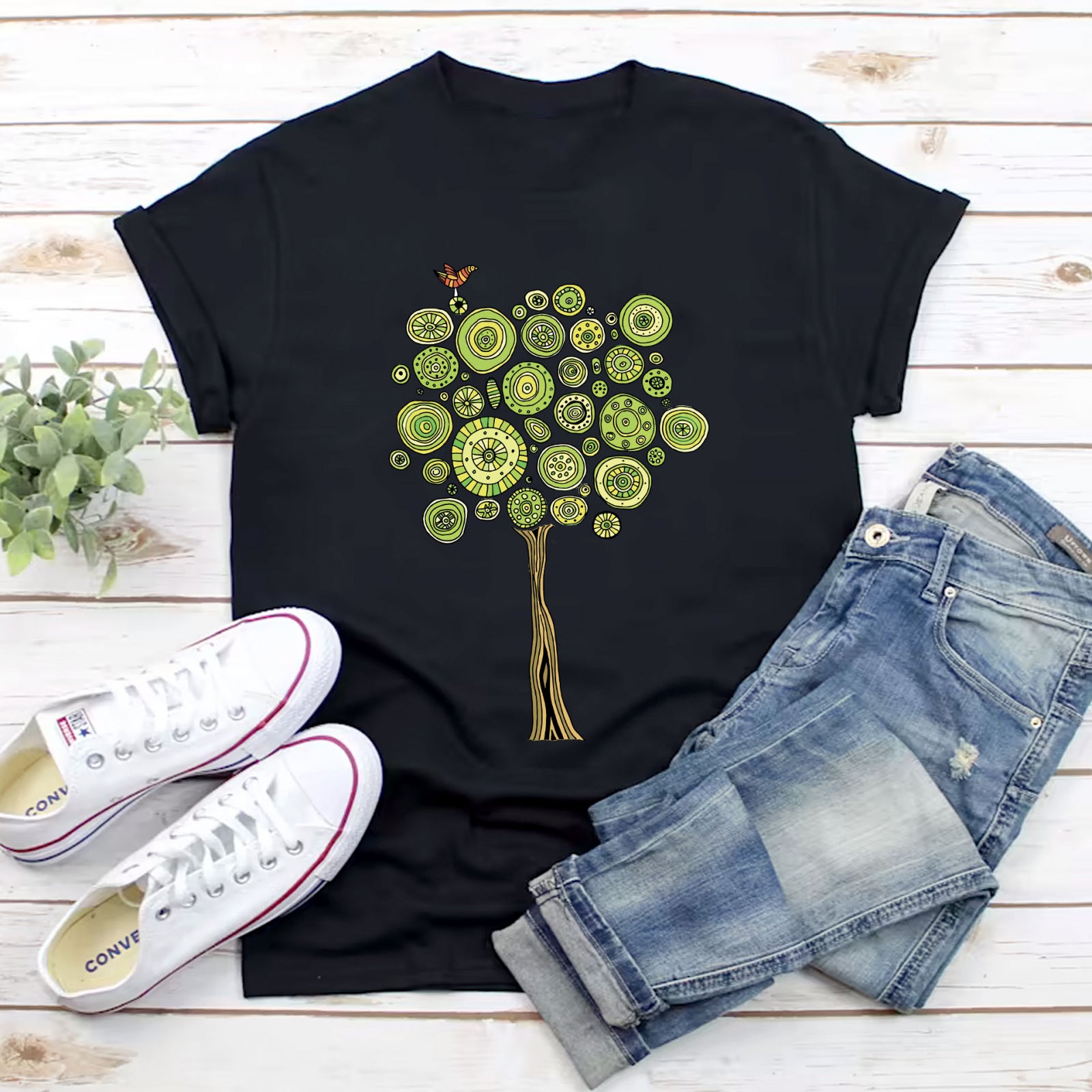 Тениска черна Green Tree