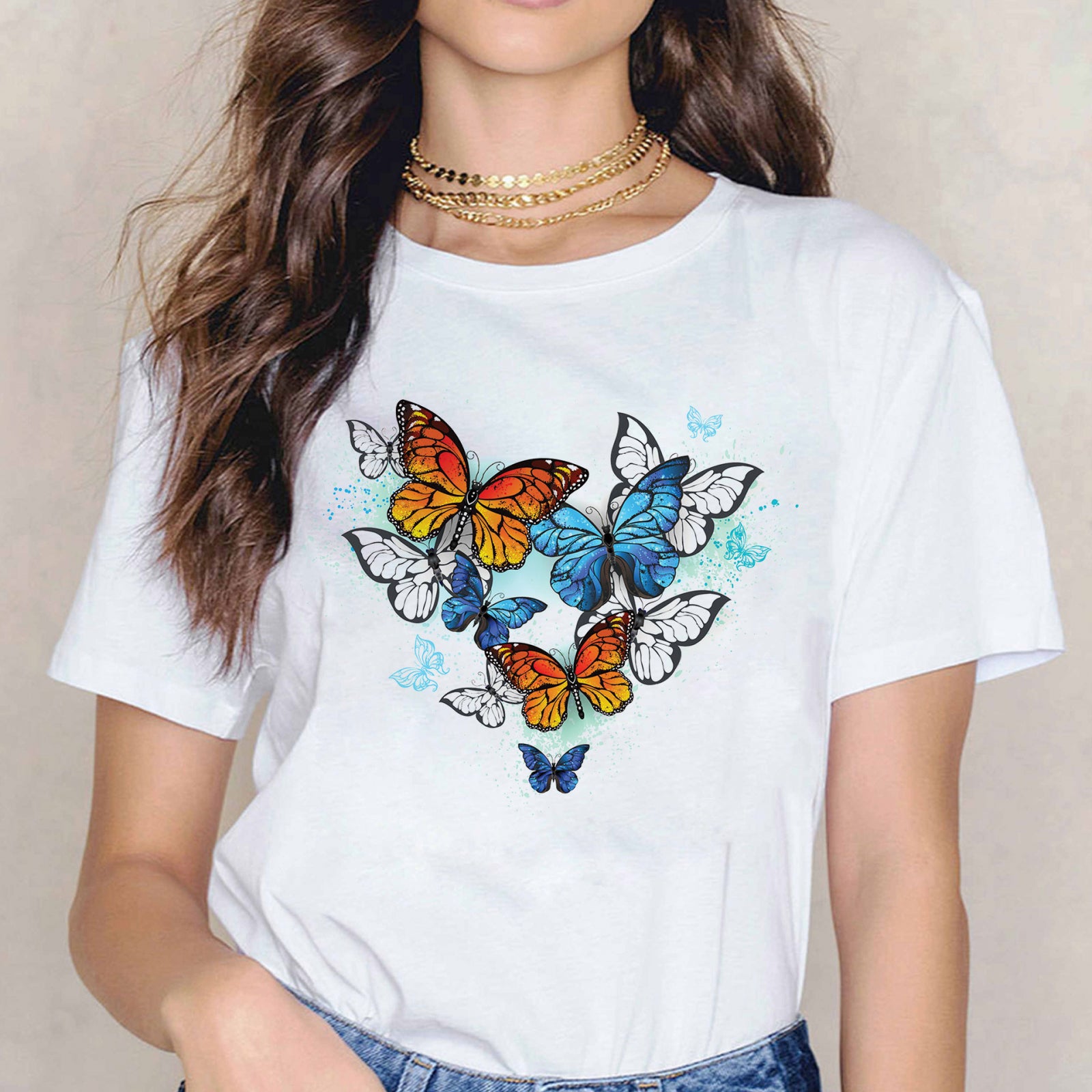Тениска Orange Butterflies