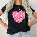 Тениска черна Pink Bouquet Heart