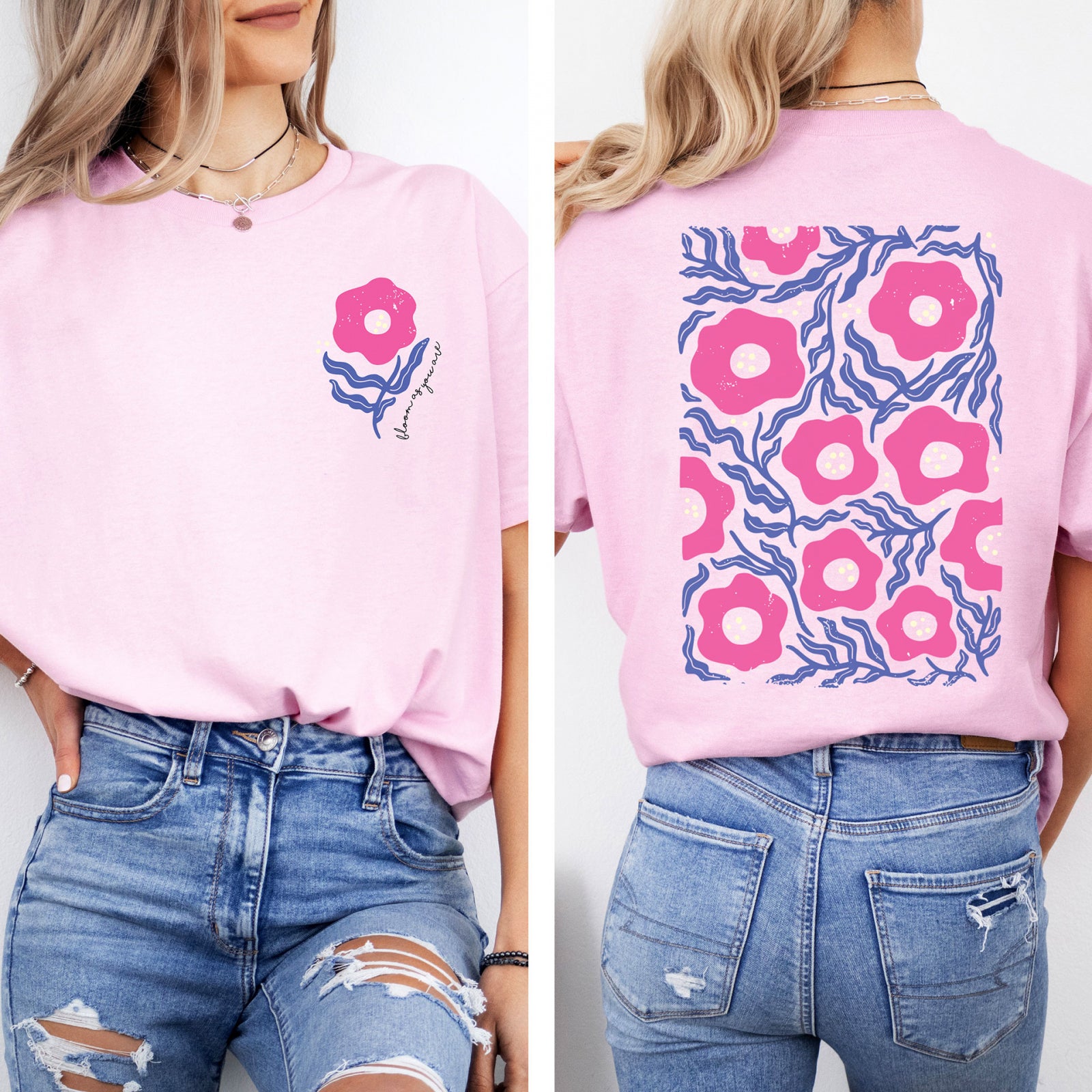 Тениска Relaxed Fit Pink Bloom