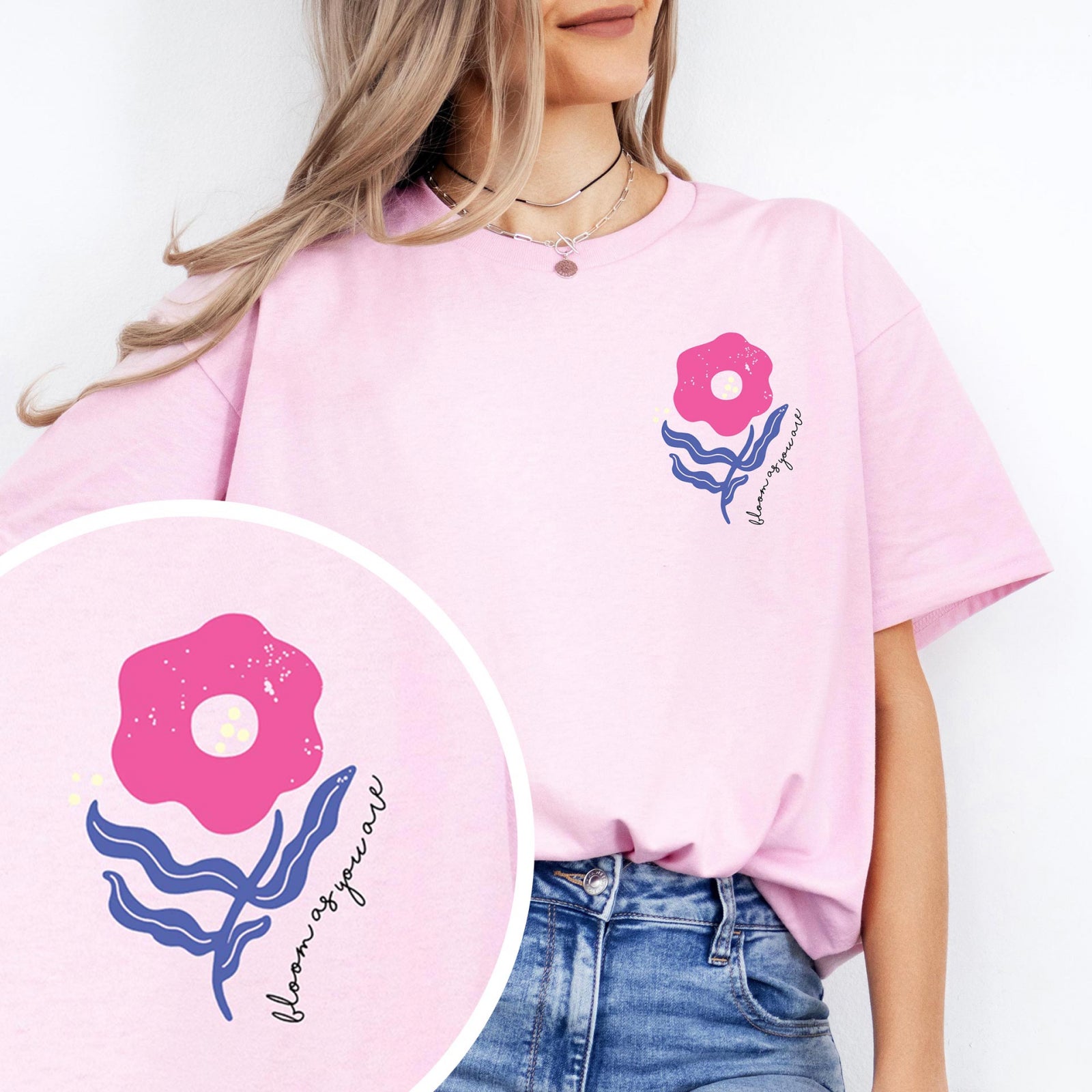 Тениска Relaxed Fit Pink Bloom