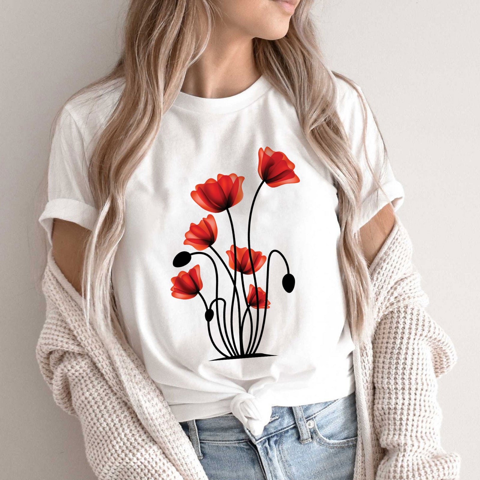 Тениска Red Flowers