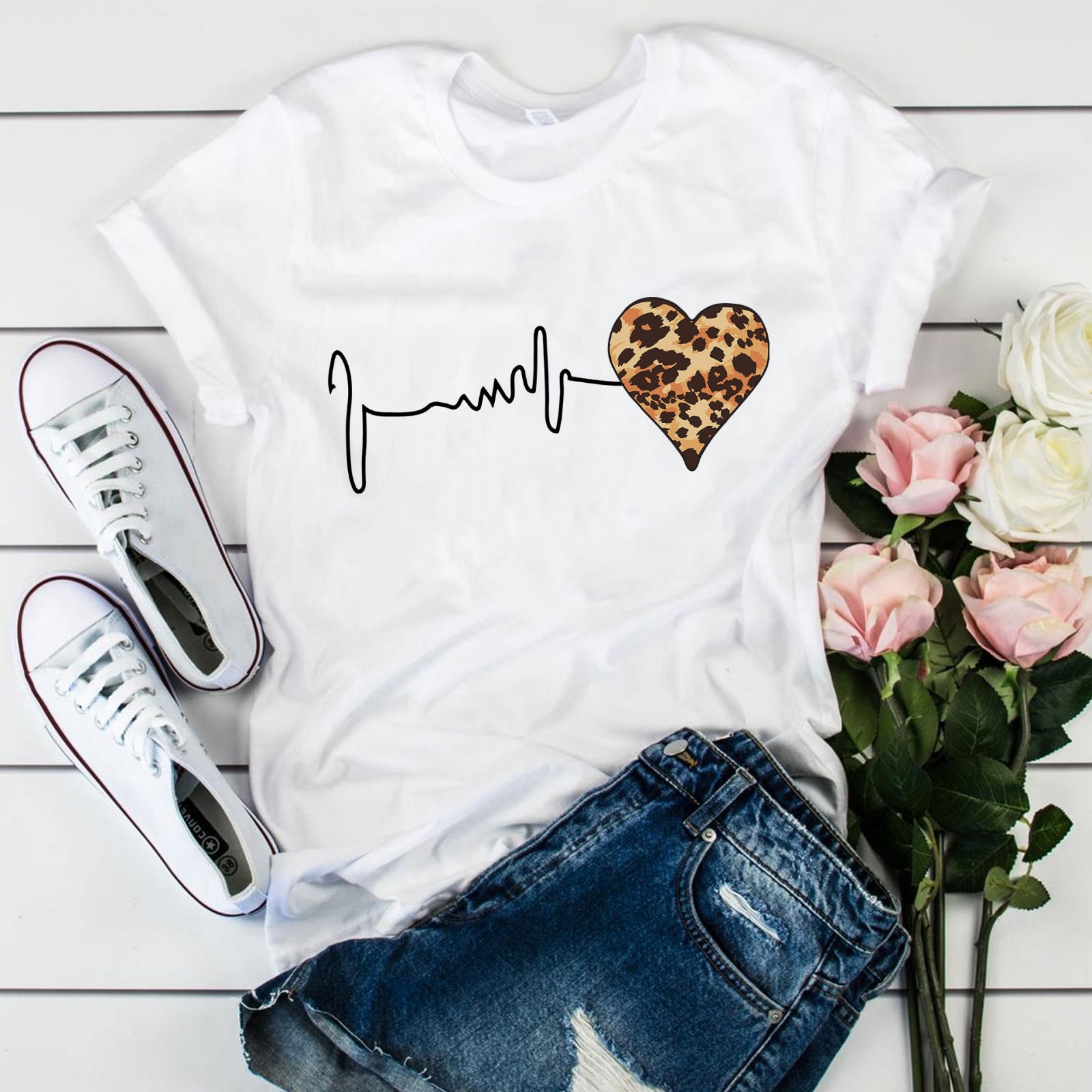 Тениска White Heartbeat