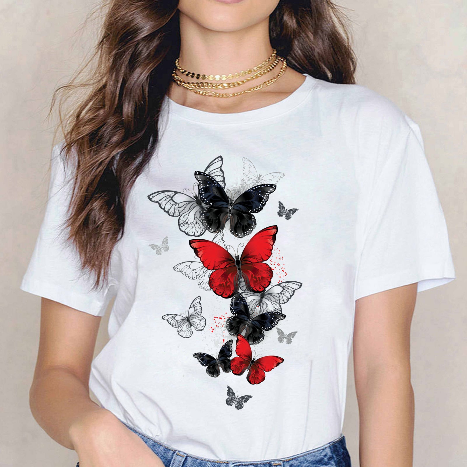 Тениска Red Butterflies
